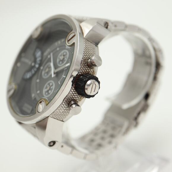 Diesel Little Daddy Mens Chronograph Dual Time 52mm Watch Steel w New Battery - Picture 12 of 16